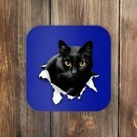 Black Cat Torn Cloth Gifts For Cat Lover Cat Dad Cat Mom Coaster thumb 0