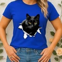 Black Cat Torn Cloth Gifts For Cat Lover Cat Dad Cat Mom Women's T-Shirt thumb 2