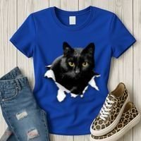 Black Cat Torn Cloth Gifts For Cat Lover Cat Dad Cat Mom Women's T-Shirt thumb 3