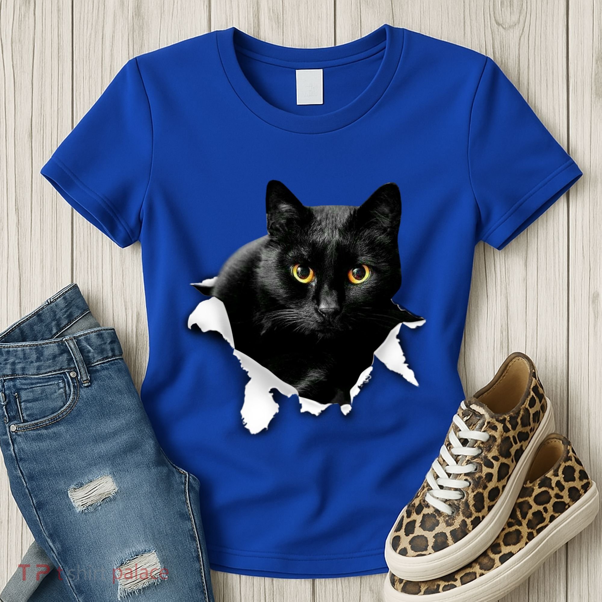 Black Cat Torn Cloth Gifts For Cat Lover Cat Dad Cat Mom Women's T-Shirt