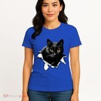 Black Cat Torn Cloth Gifts For Cat Lover Cat Dad Cat Mom Women's T-Shirt thumb 4