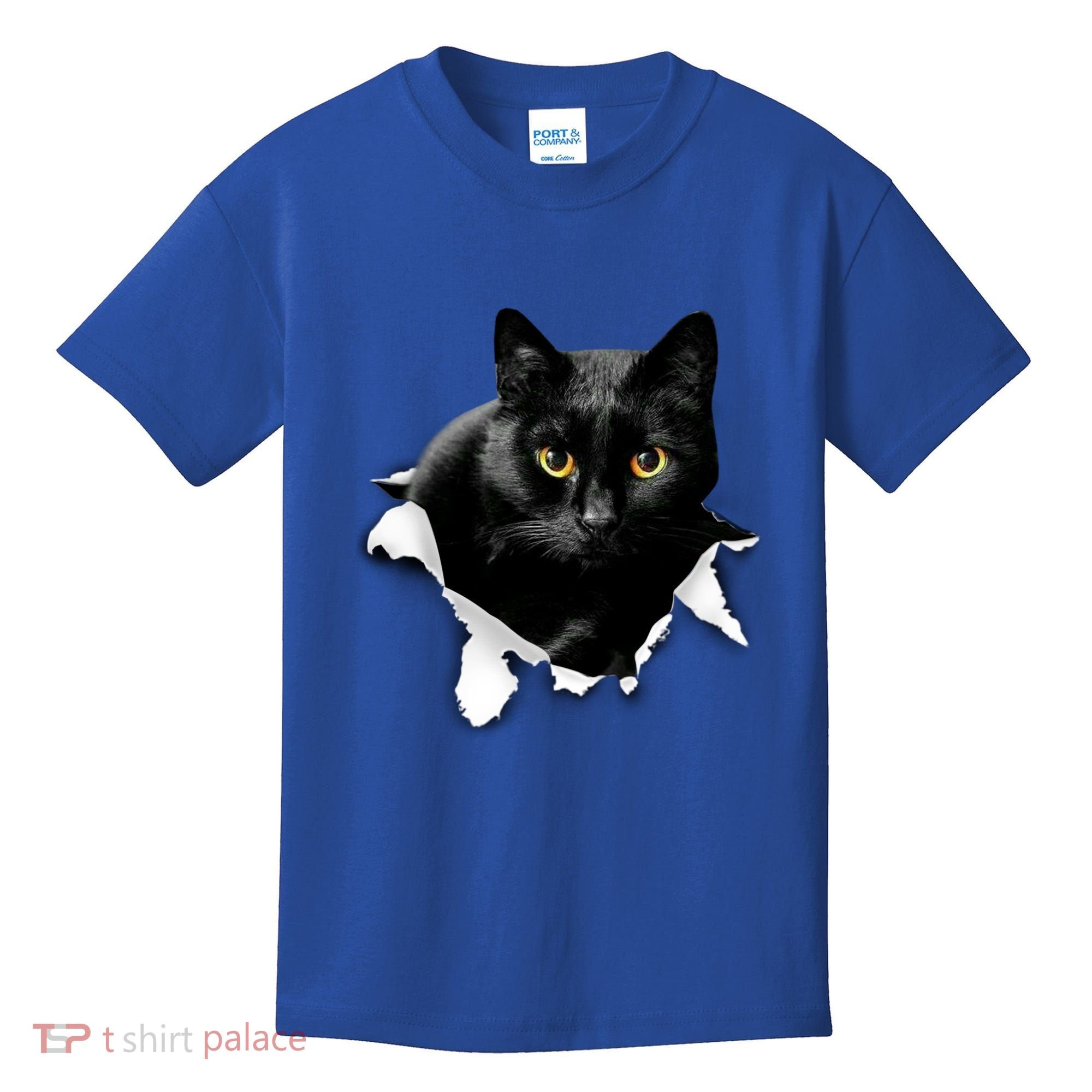 Black Cat Torn Cloth Gifts For Cat Lover Cat Dad Cat Mom Kids T-Shirt