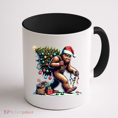 Bigfoot Christmas Tree Lights Xmas Sasquatch Lovers Gift Coffee Mug back