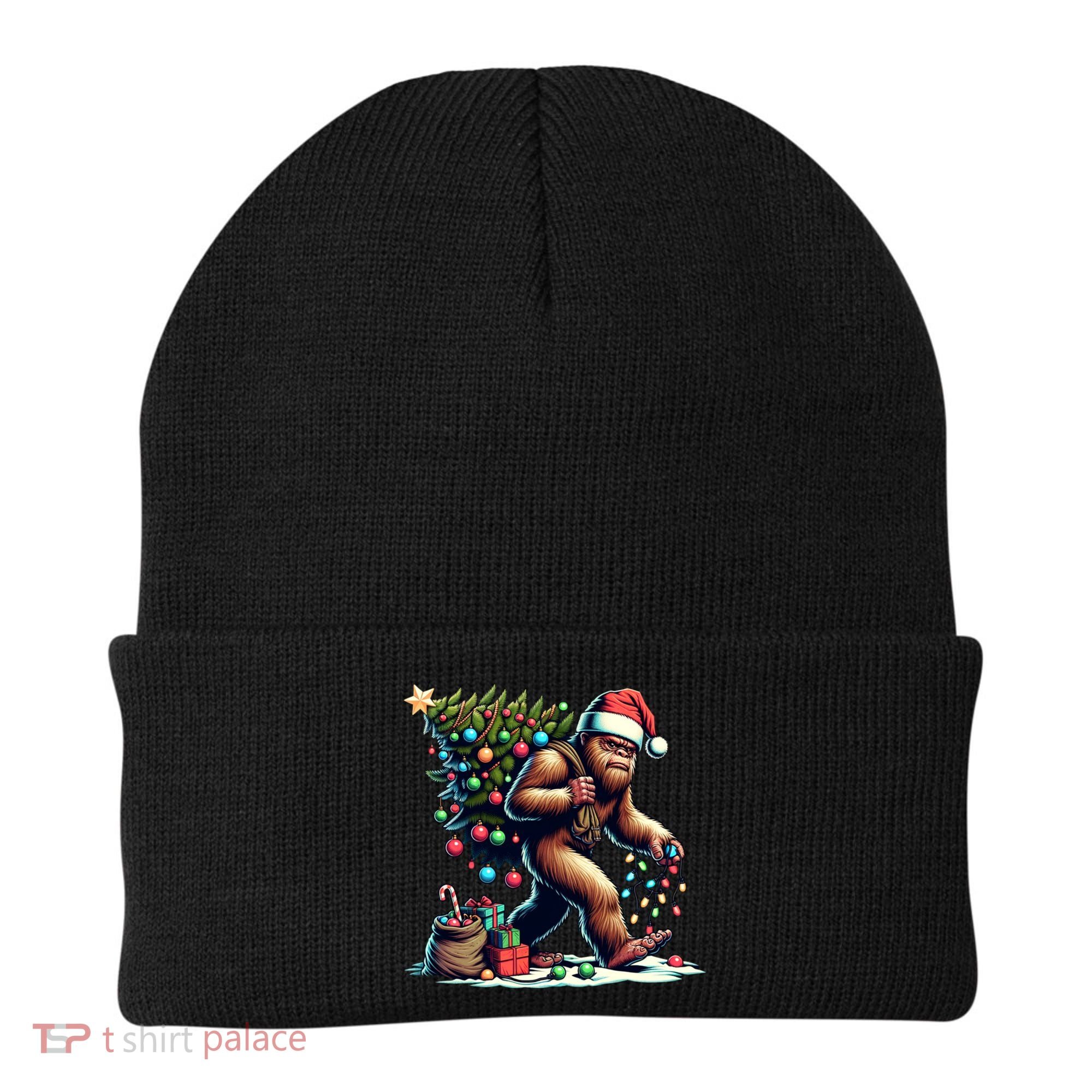 Bigfoot Christmas Tree Lights Xmas Sasquatch Lovers Gift Beanie