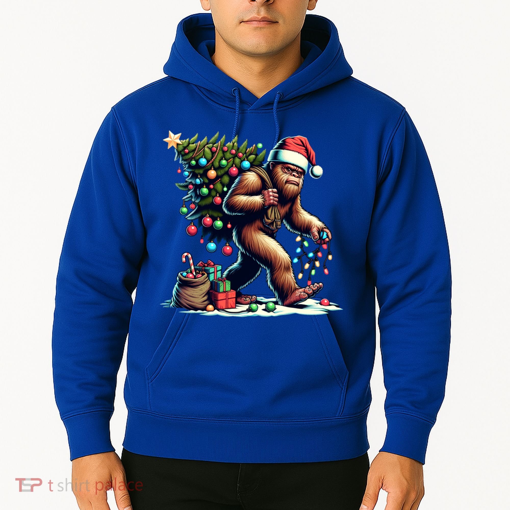 Bigfoot Christmas Tree Lights Xmas Sasquatch Lovers Gift Hoodie