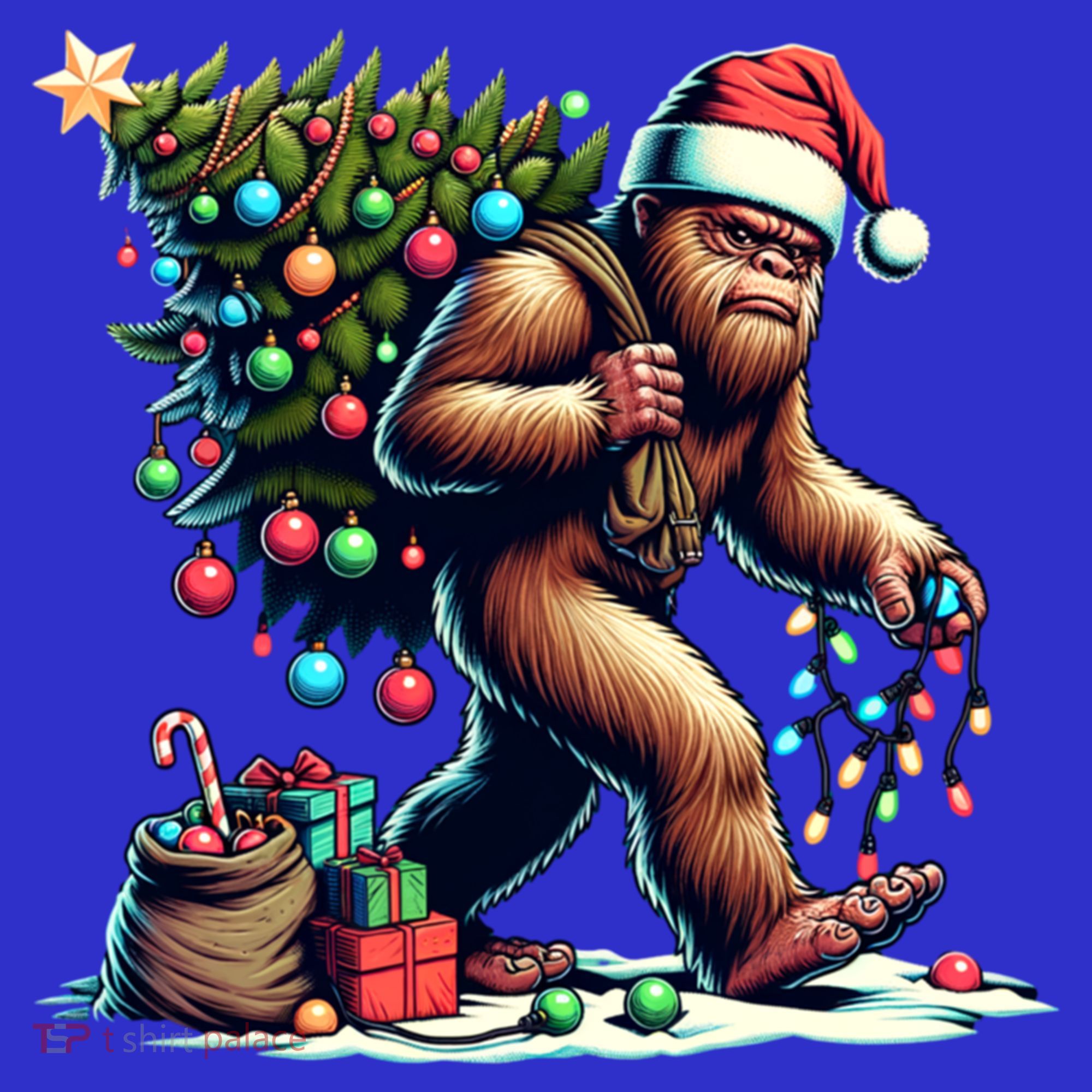 Bigfoot Christmas Tree Lights Xmas Sasquatch Lovers Gift Sweatshirt