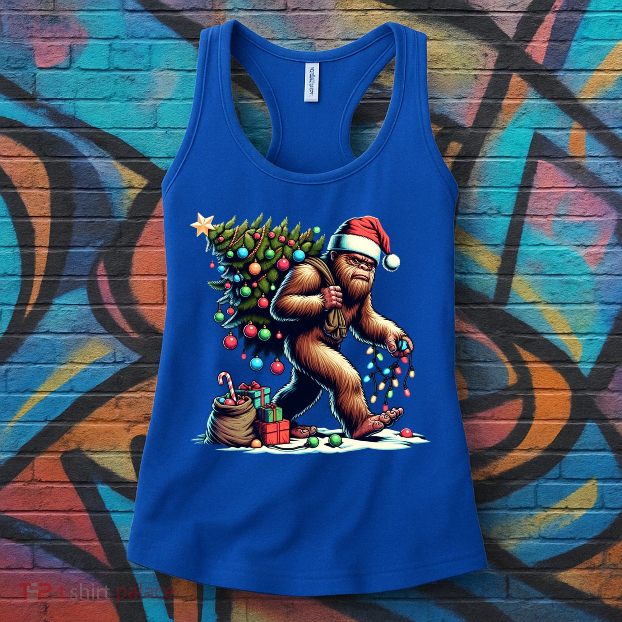 Bigfoot Christmas Tree Lights Xmas Sasquatch Lovers Gift Women's Tank Top