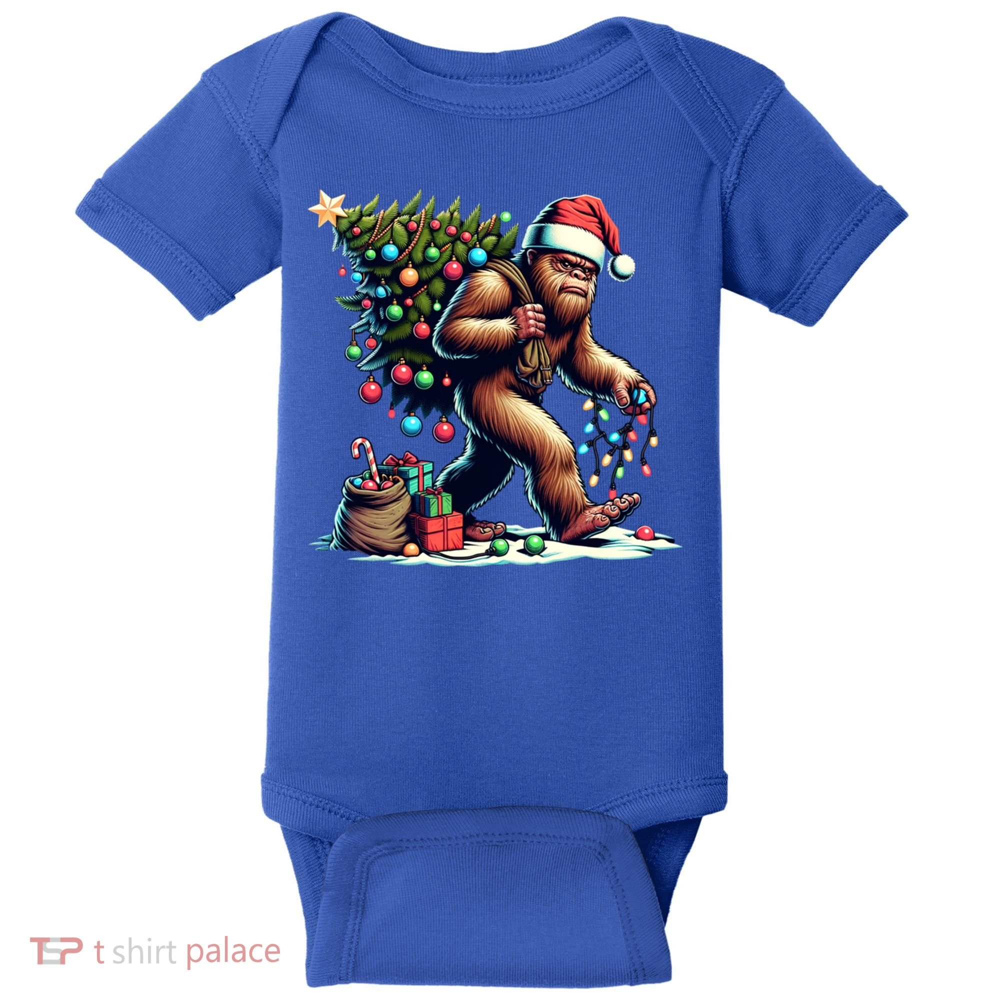 Bigfoot Christmas Tree Lights Xmas Sasquatch Lovers Gift Baby Bodysuit