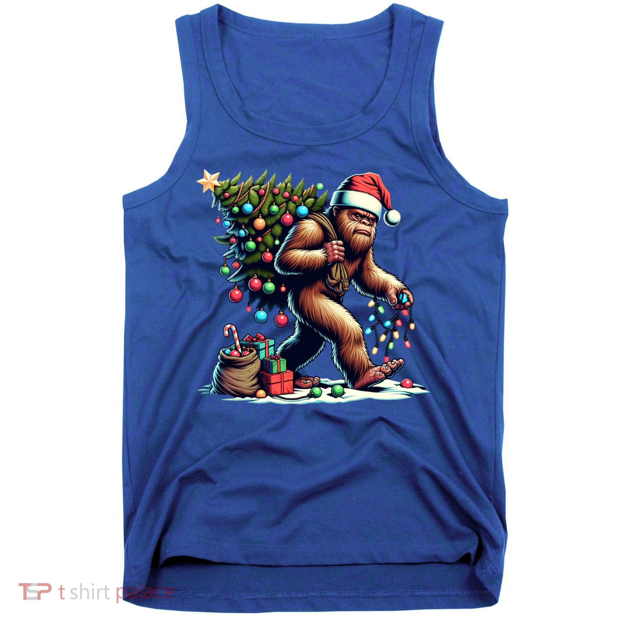 Bigfoot Christmas Tree Lights Xmas Sasquatch Lovers Gift Tank Top