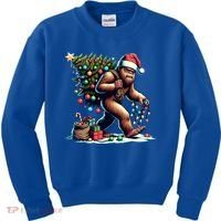 Bigfoot Christmas Tree Lights Xmas Sasquatch Lovers Gift Kids Sweatshirt thumb 0