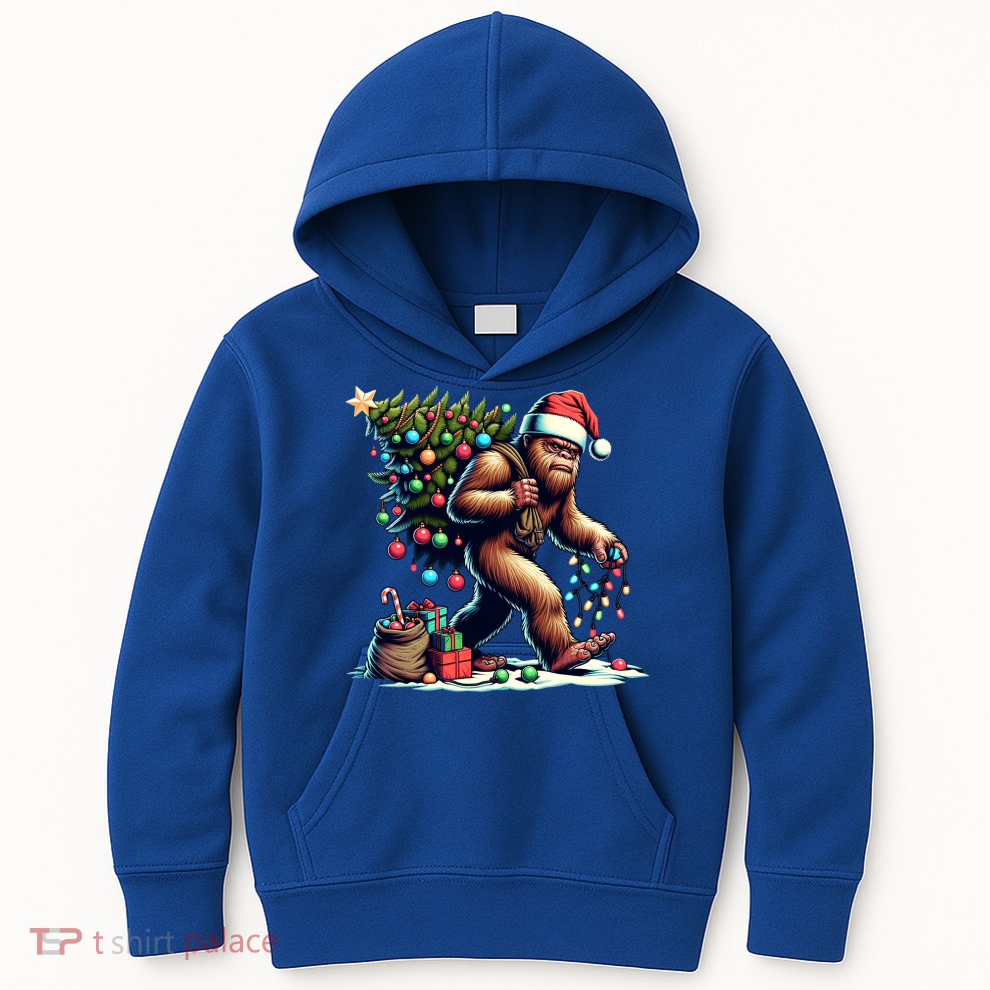 Bigfoot Christmas Tree Lights Xmas Sasquatch Lovers Gift Kids Hoodie