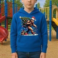 Bigfoot Christmas Tree Lights Xmas Sasquatch Lovers Gift Kids Hoodie thumb 2