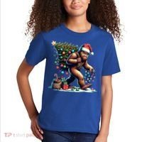 Bigfoot Christmas Tree Lights Xmas Sasquatch Lovers Gift Kids T-Shirt thumb 2