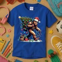 Bigfoot Christmas Tree Lights Xmas Sasquatch Lovers Gift Kids T-Shirt thumb 3