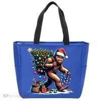 Bigfoot Christmas Tree Lights Xmas Sasquatch Lovers Gift Tote Bag thumb 0