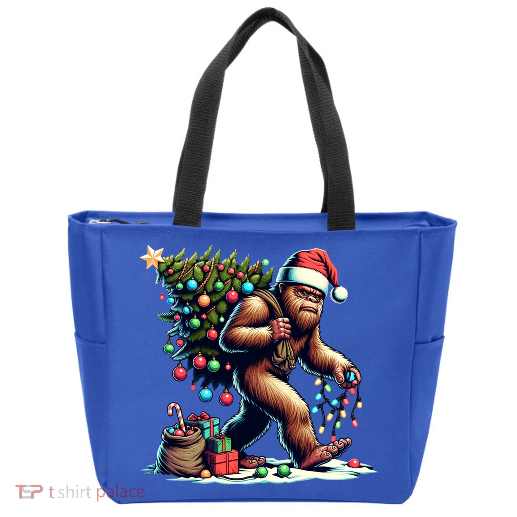 Bigfoot Christmas Tree Lights Xmas Sasquatch Lovers Gift Tote Bag