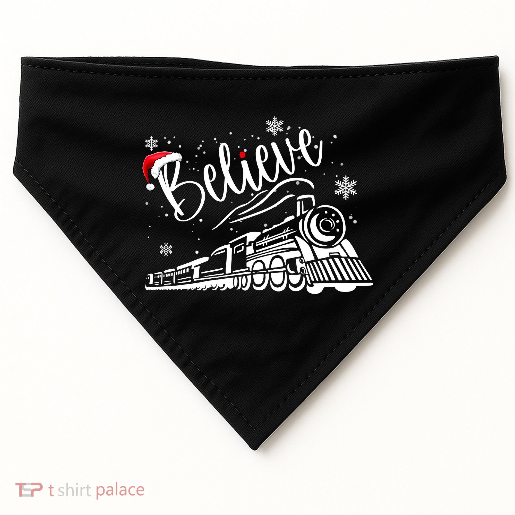 Believe Christmas Train Holiday USA-Made Doggie Bandana