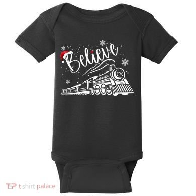Believe Christmas Train Holiday Baby Bodysuit