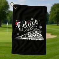 Believe Christmas Train Holiday Golf Towel thumb 1