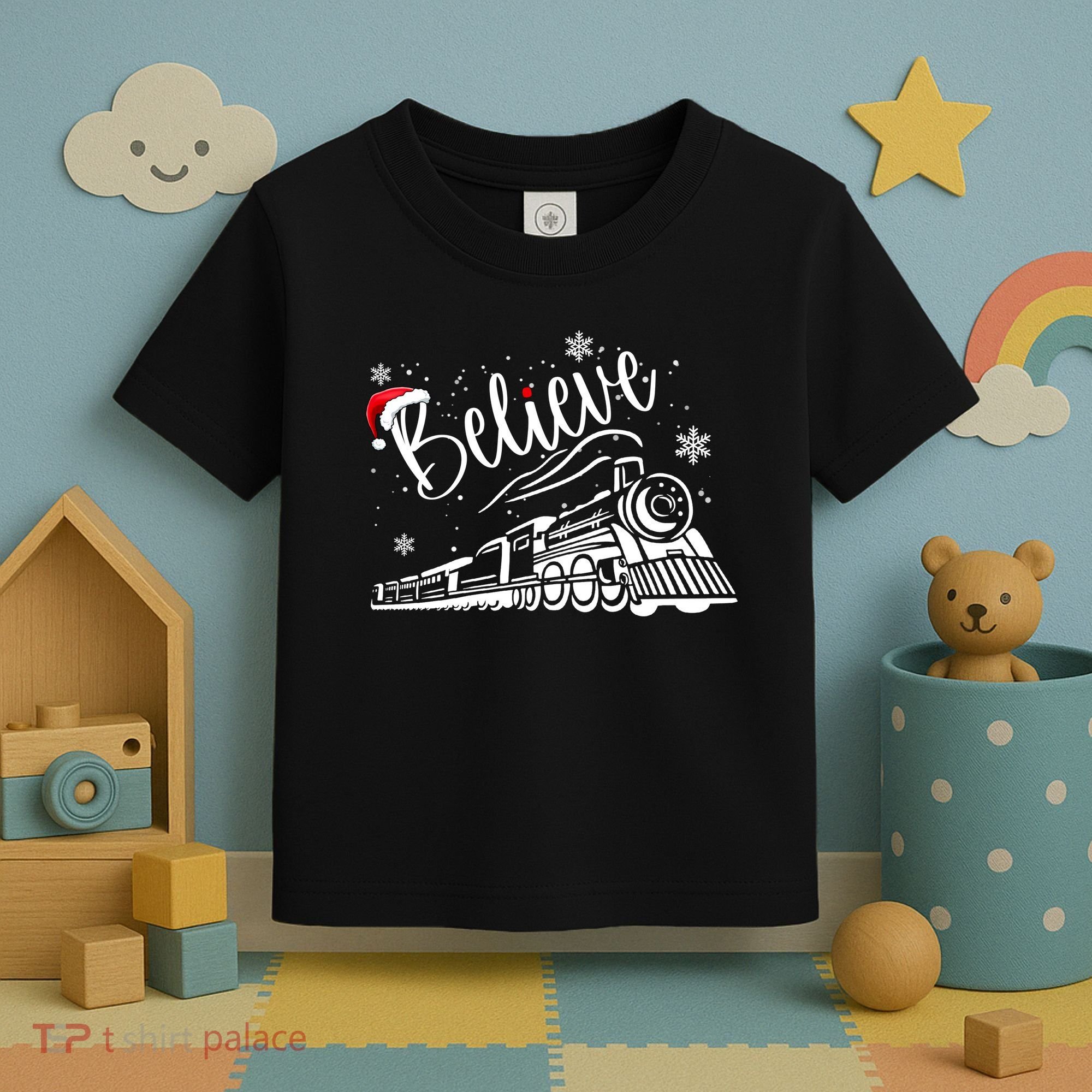 Believe Christmas Train Holiday Toddler T-Shirt