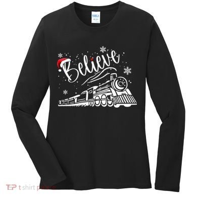 Believe Christmas Train Holiday Women's Long Sleeve Shirt