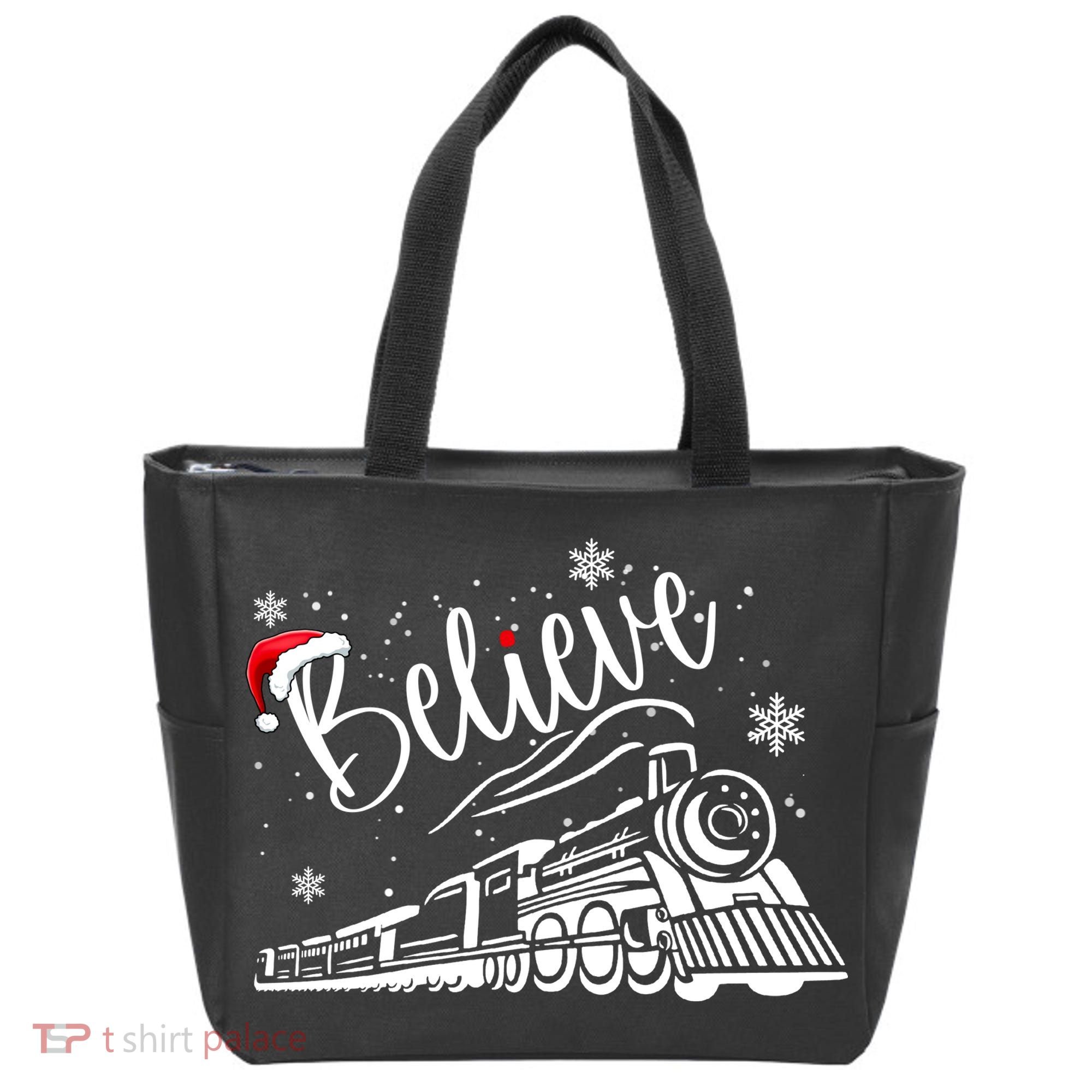 Believe Christmas Train Holiday Tote Bag