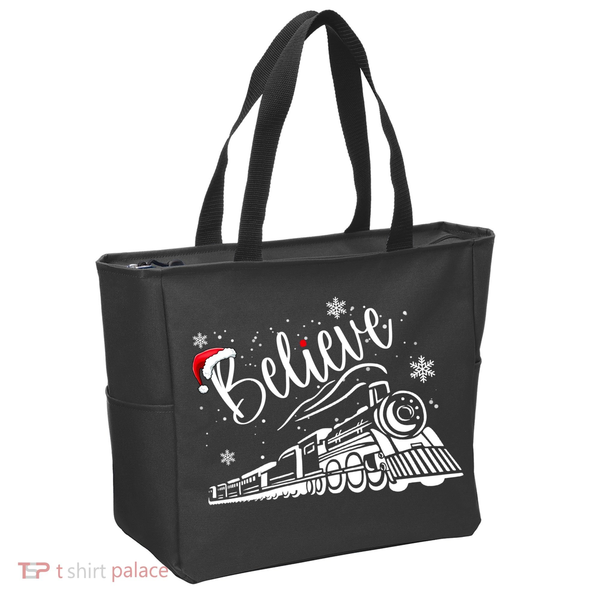 Believe Christmas Train Holiday Tote Bag