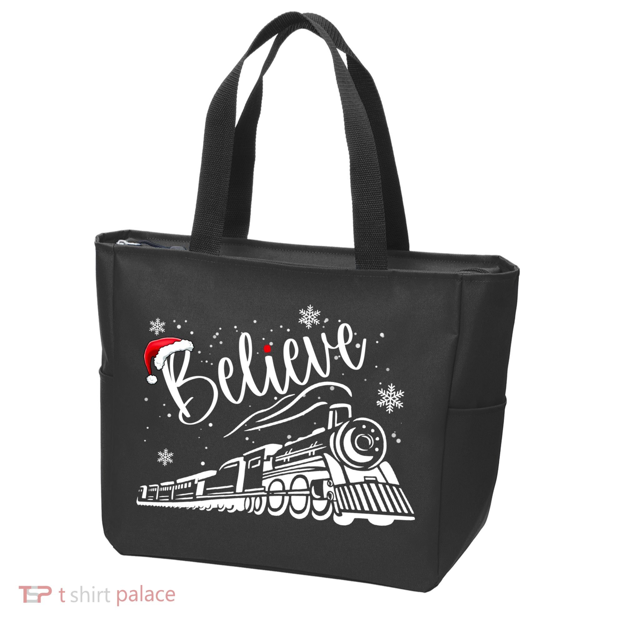 Believe Christmas Train Holiday Tote Bag