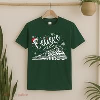 Believe Christmas Train Holiday T-Shirt thumb 2