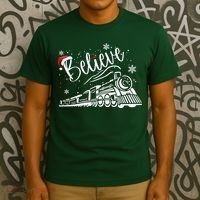 Believe Christmas Train Holiday T-Shirt thumb 3