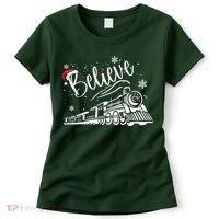 Believe Christmas Train Holiday Women's T-Shirt thumb 0