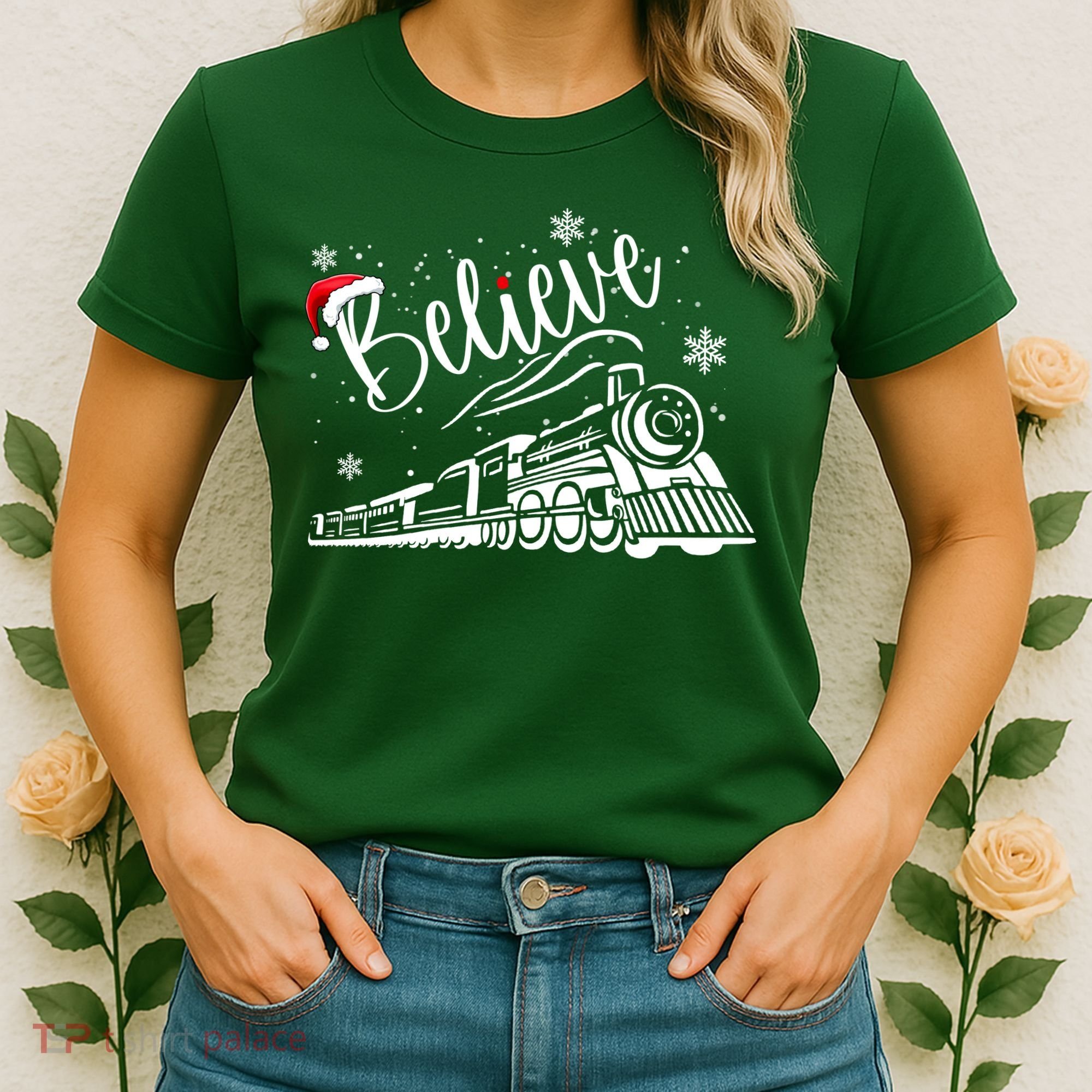 Believe Christmas Train Holiday Women's T-Shirt