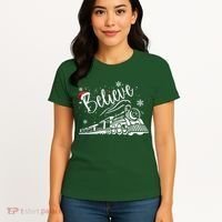Believe Christmas Train Holiday Women's T-Shirt thumb 4