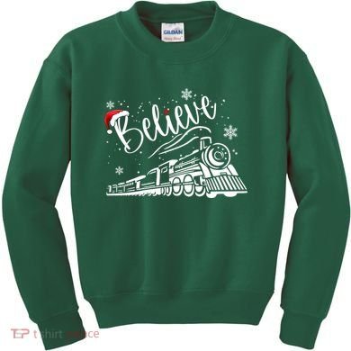Believe Christmas Train Holiday Kids Sweatshirt