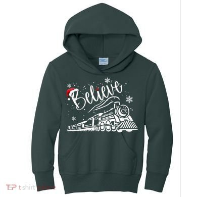 Believe Christmas Train Holiday Kids Hoodie