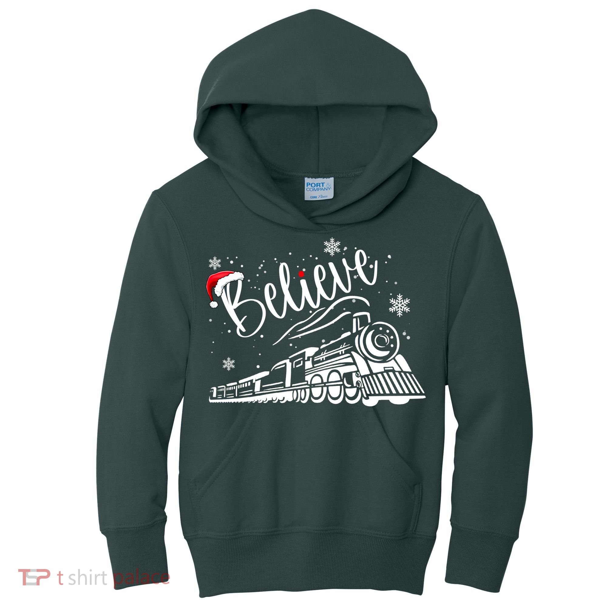 Believe Christmas Train Holiday Kids Hoodie