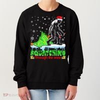 Bigfoot Christmas Tree Squatching Through The Snow Women's Sweatshirt thumb 0