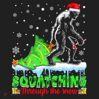 Bigfoot Christmas Tree Squatching Through The Snow Beanie thumb 2