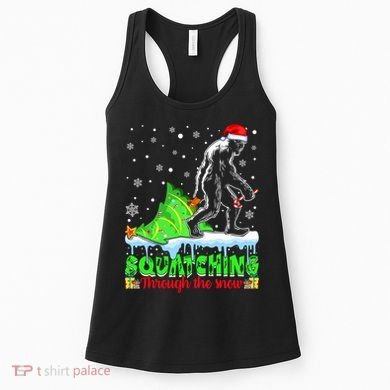 Bigfoot Christmas Tree Squatching Through The Snow Women's Tank Top