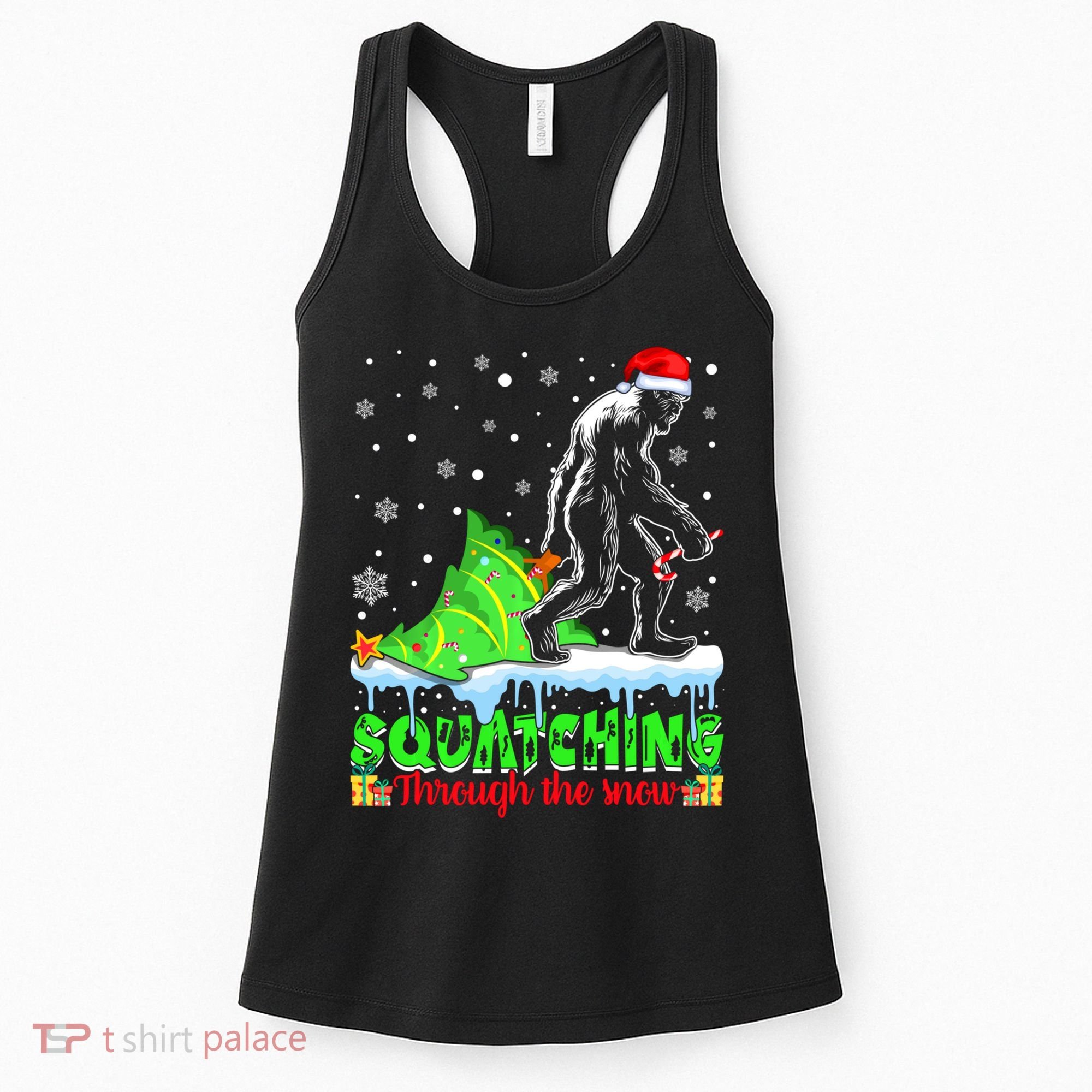 Bigfoot Christmas Tree Squatching Through The Snow Women's Tank Top
