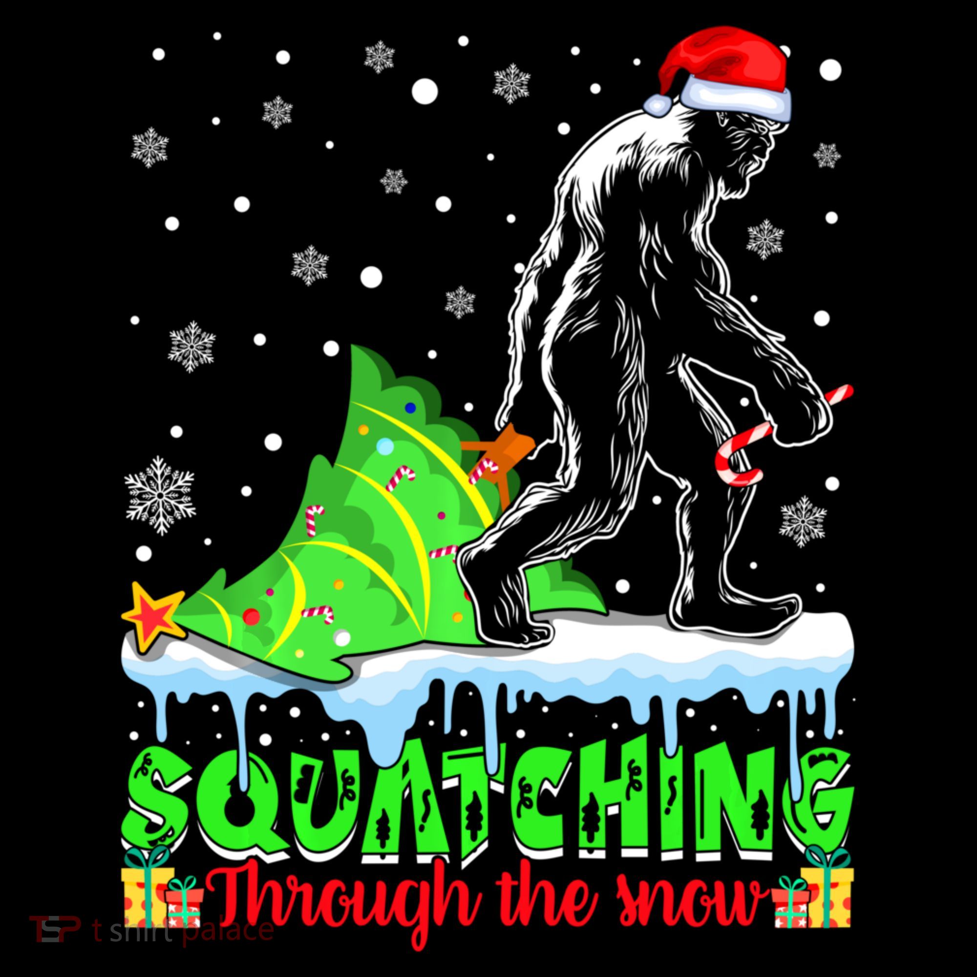 Bigfoot Christmas Tree Squatching Through The Snow Toddler Hoodie