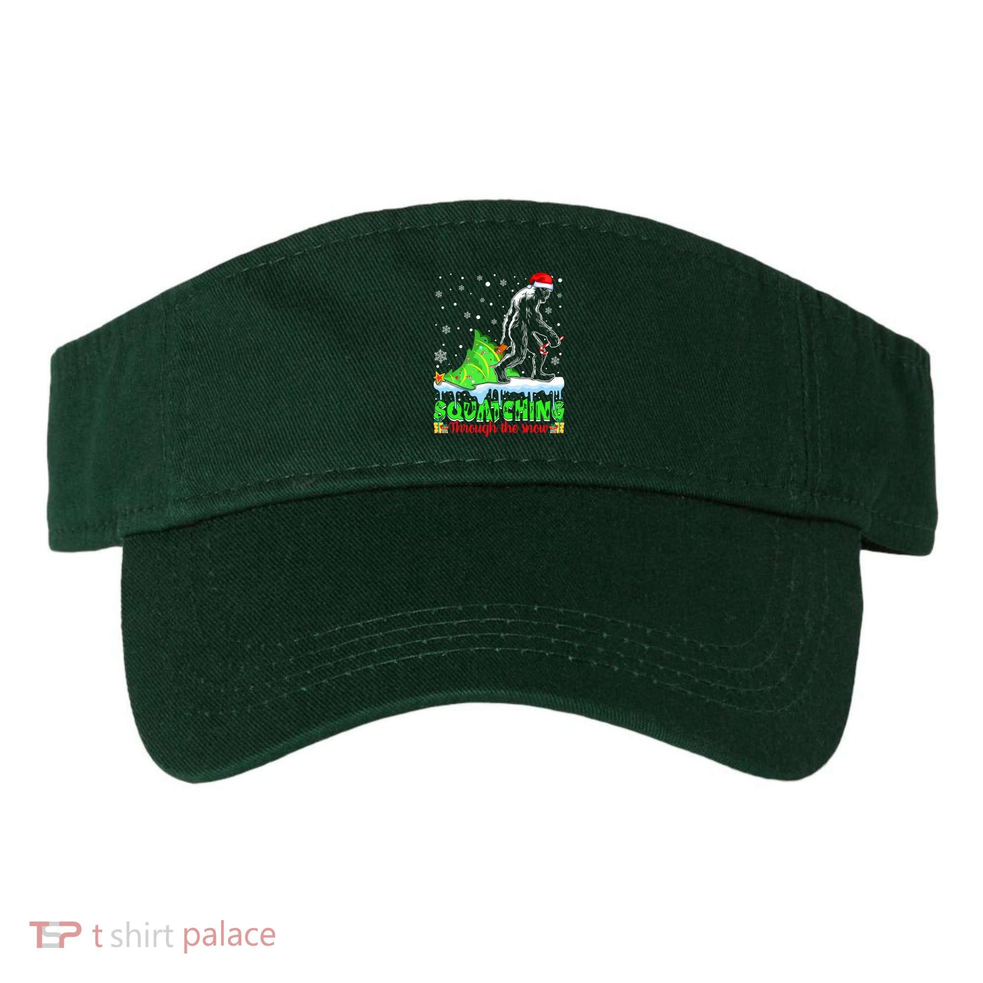 Bigfoot Christmas Tree Squatching Through The Snow Visor