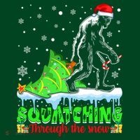 Bigfoot Christmas Tree Squatching Through The Snow Visor thumb 3
