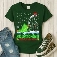 Bigfoot Christmas Tree Squatching Through The Snow Women's T-Shirt thumb 3