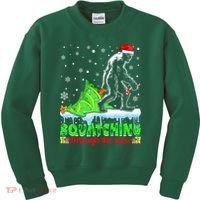 Bigfoot Christmas Tree Squatching Through The Snow Kids Sweatshirt thumb 0