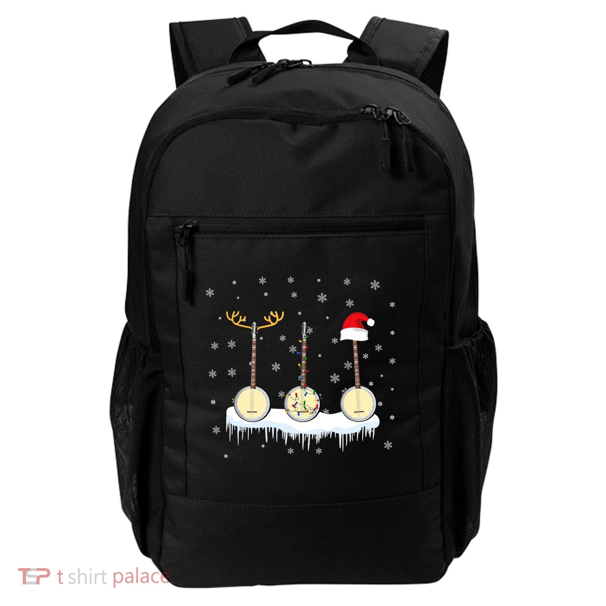 Banjo Christmas Tree With Santa Hat Xmas Backpack