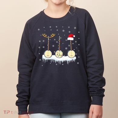Banjo Christmas Tree With Santa Hat Xmas Women's Sweatshirt