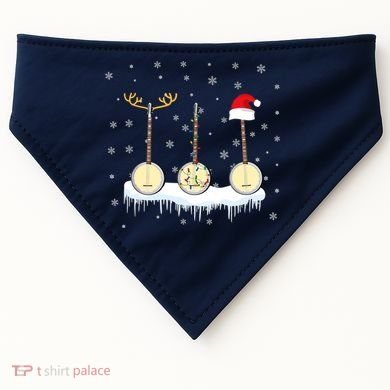 Banjo Christmas Tree With Santa Hat Xmas USA-Made Doggie Bandana