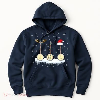 Banjo Christmas Tree With Santa Hat Xmas Hoodie