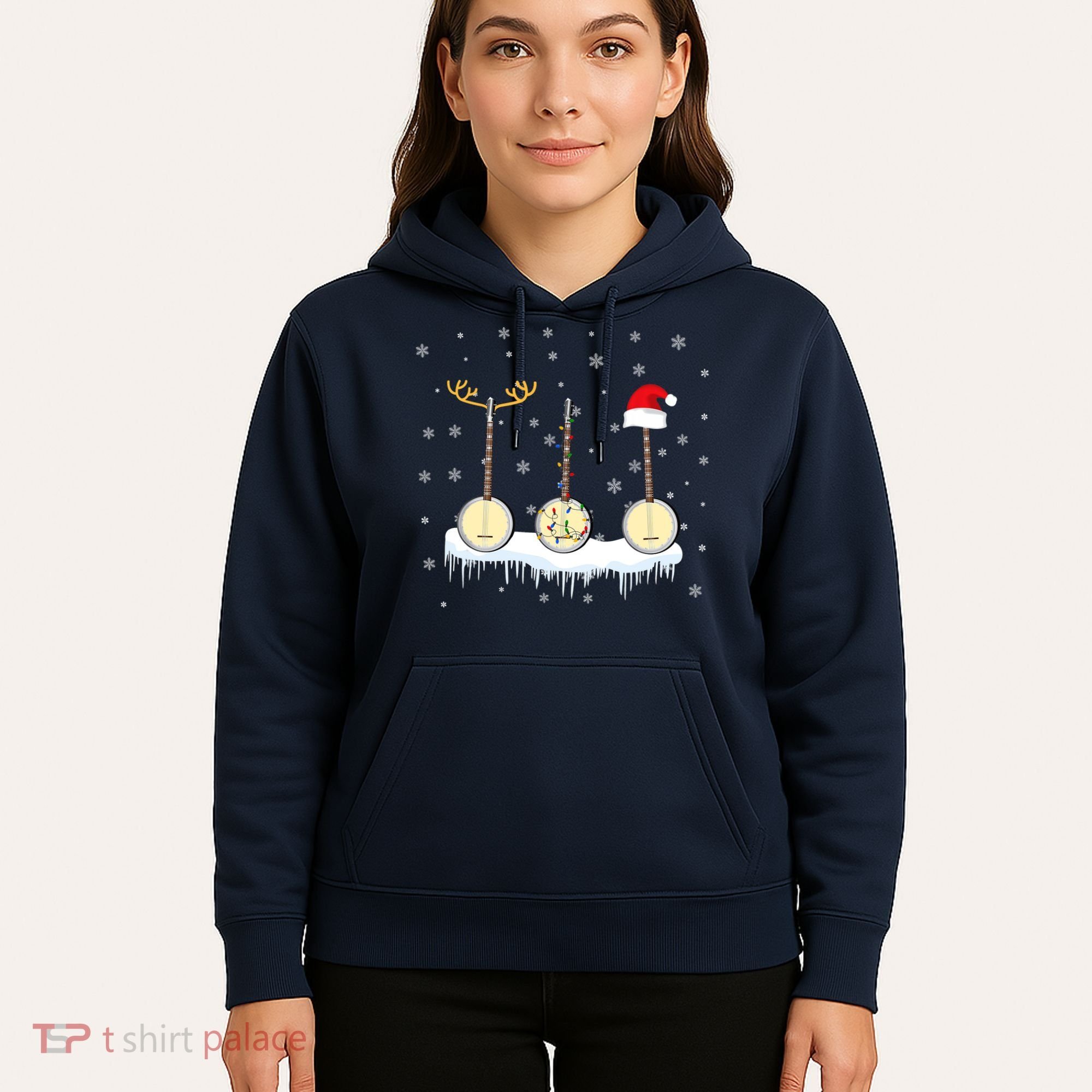 Banjo Christmas Tree With Santa Hat Xmas Hoodie